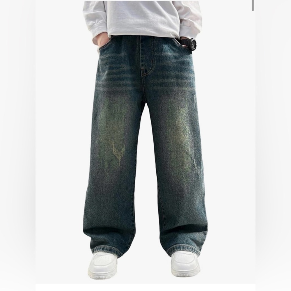 Boys wide leg elastic waist band jeans
